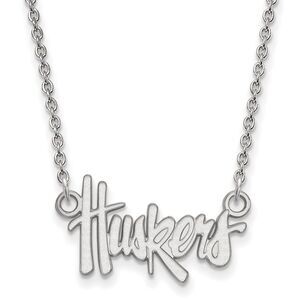 10k White Gold U of Nebraska Small Huskers Pendant Necklace